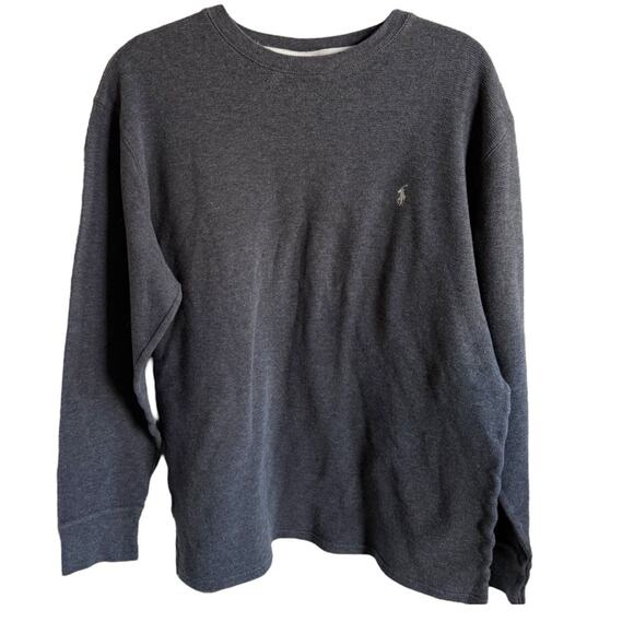 Polo by Ralph Lauren Gray Long Sleeve Knit Shirt XL Gray Waffle - Picture 1 of 5
